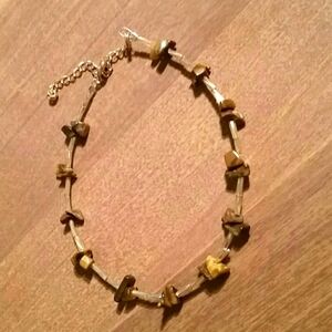 anklet ankle bracelet Tiger eye glass bead gold NEW